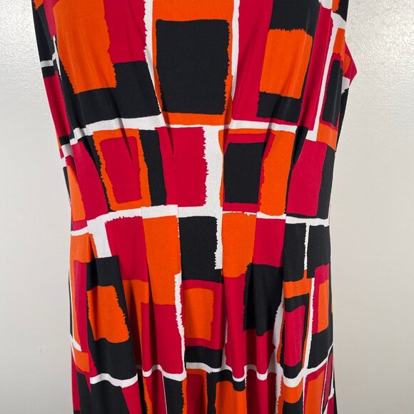 Calvin Klein Multicolor Scoop Neck Geometric Print Sleeveless Midi Dress Size 14 - Picture 5 of 16